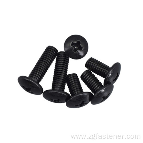 black oxide cross recessed mushroom head screws